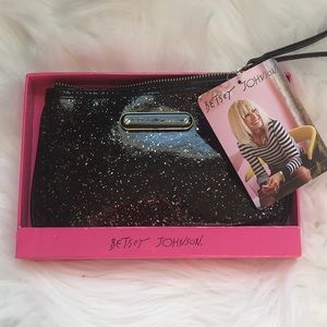 Betsey Johnson Glittery Black Wristlet